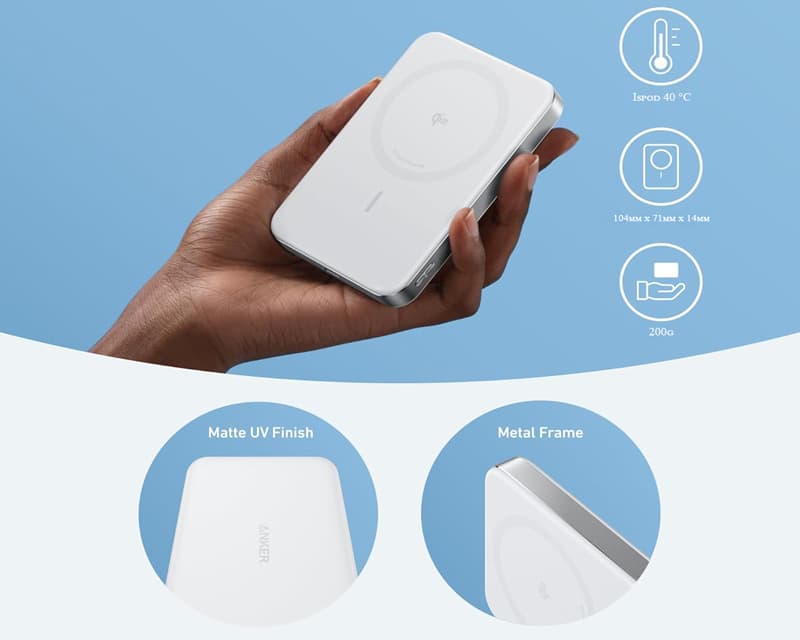 Fotografija proizvoda: MagGo 10000mAh, 15W, magnetni bežični power bank, beli