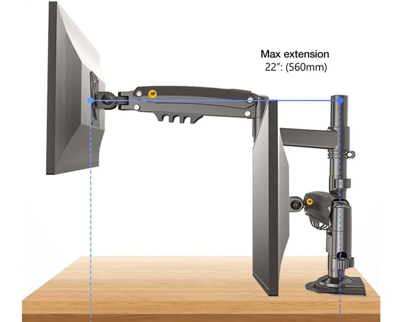 Fotografija proizvoda: H180 desk stand for two monitors matte black 17-27 inches