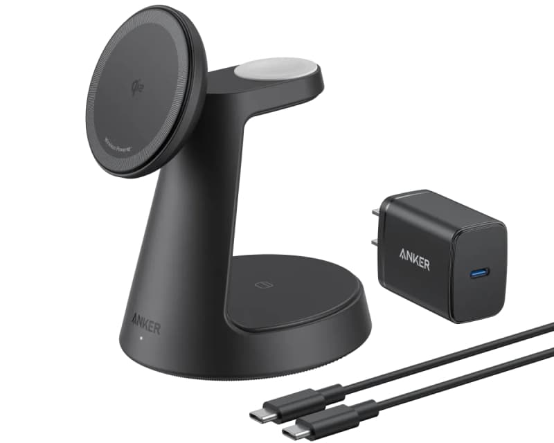 Fotografija proizvoda: MagGo Wireless Dock Stand 3u1, with cables and wall charger, black