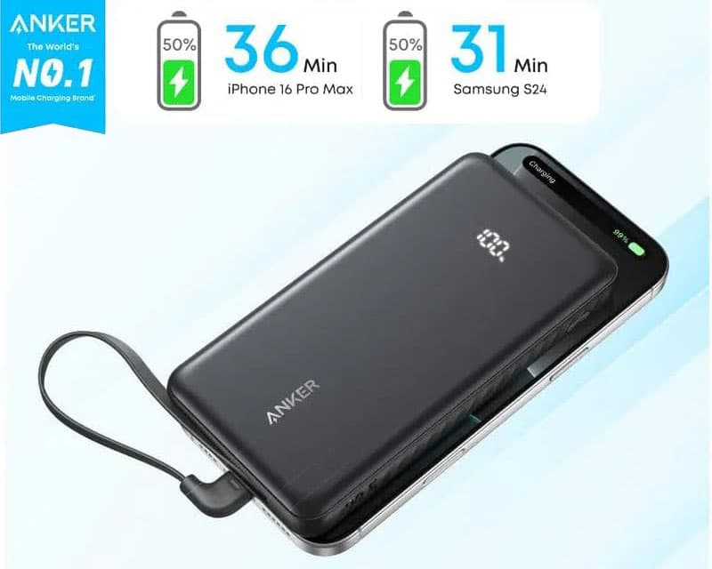 Fotografija proizvoda: Zolo 20000mAh, 22.5W, sa ugrađenim USB-C kablom, Power Bank crni