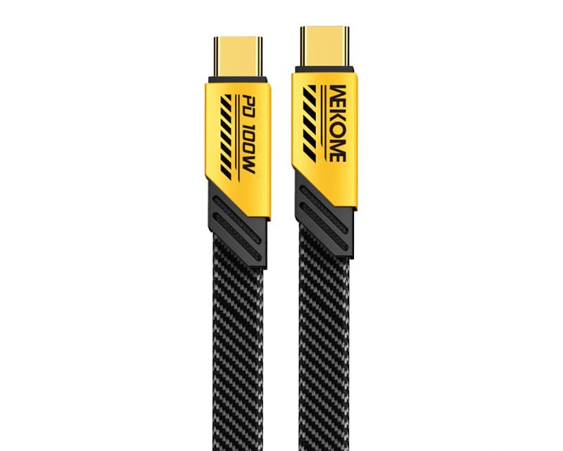 Fotografija proizvoda: WDC-192 USB 3.1 tip C M/M kabl 1m, za Superbrzo punjenje 100W/480Mbps, flat-crno-žuti