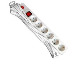 Fotografija proizvoda: Power extension cable 6x schuko, 1.4m, with switch and protection (white)