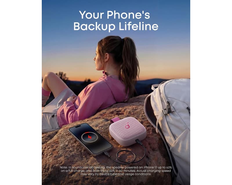 Fotografija proizvoda: Soundcore Boom Go 3i 15W prinosni bluetooth IP68 zvučnik roze boje