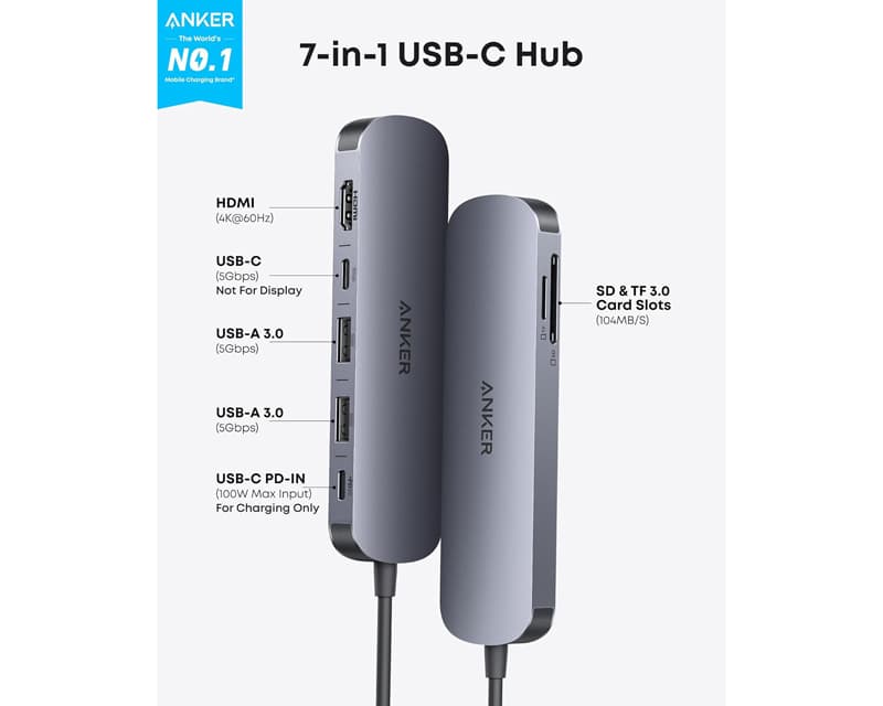 Fotografija proizvoda: Nano USB-C Hub 7u1, sivi