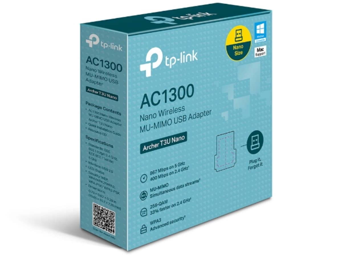 Fotografija proizvoda: Bežicni adapter TP-LINK ARCHER T3U Nano Wi-Fi/AC1300/867Mbps/433Mbps/MU-MIMO/interna antena