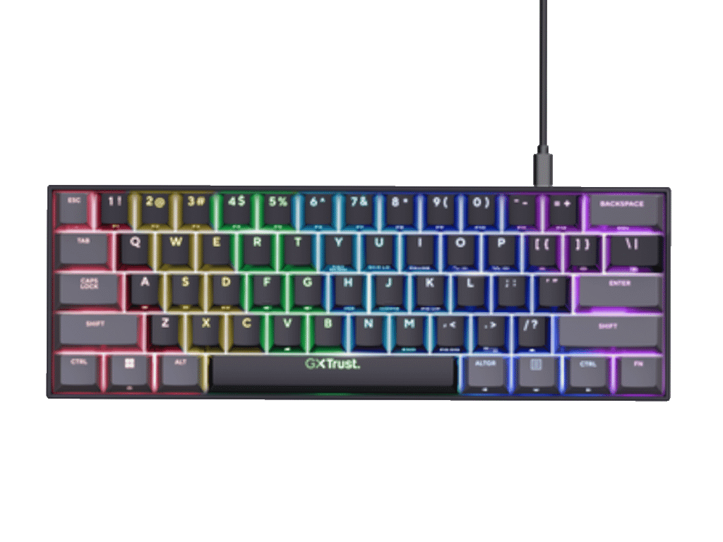 Fotografija proizvoda: Tastatura TRUST GXT867 ACIRA 60% MINI/mehanicka/Gaming/ US/crna
