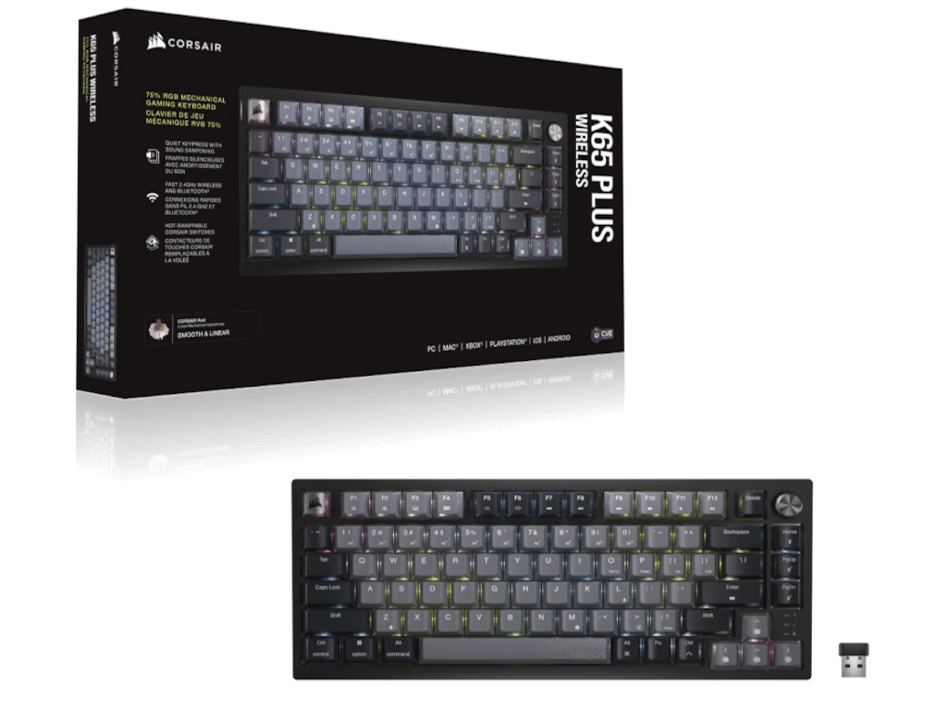 Fotografija proizvoda: Tastatura CORSAIR K65 Plus bežicna/mehanicka/CH-91D401L-NA/gaming/RGB/crna