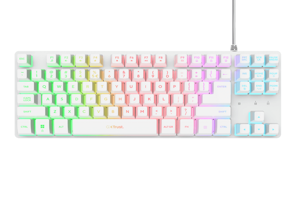 Fotografija proizvoda: Tastatura TRUST GXT833 THADO žicna/RGB/TKL/gaming/bela