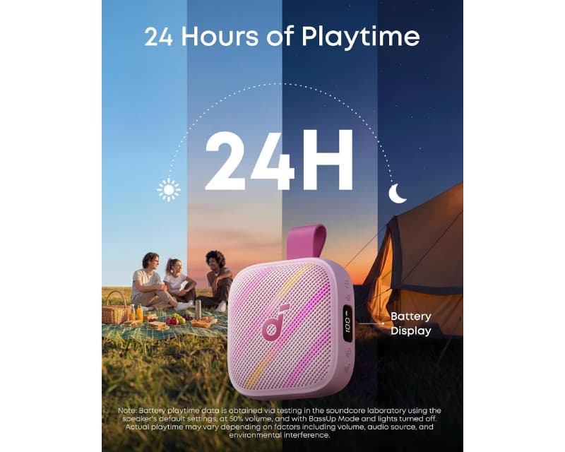 Fotografija proizvoda: Soundcore Boom Go 3i 15W prinosni bluetooth IP68 zvučnik roze boje