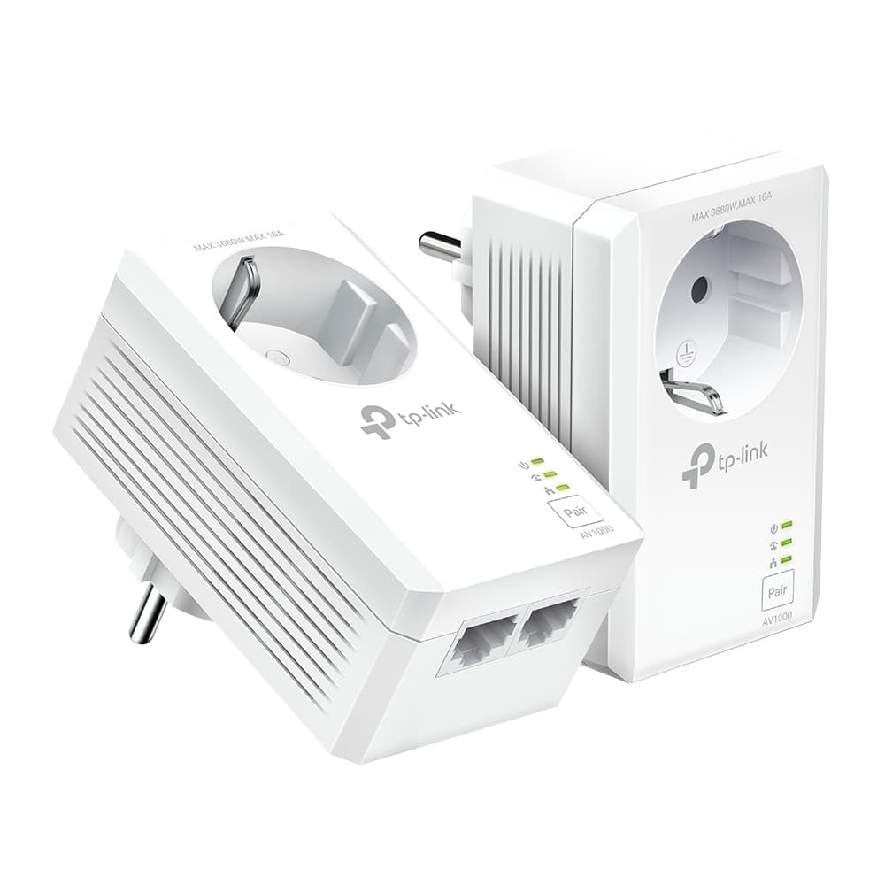Fotografija proizvoda: Powerline adapter TP-LINK TL-PA7027P KIT AV1000/1000Mbps/Homeplug AV/2x RJ-45/uticnica/300m