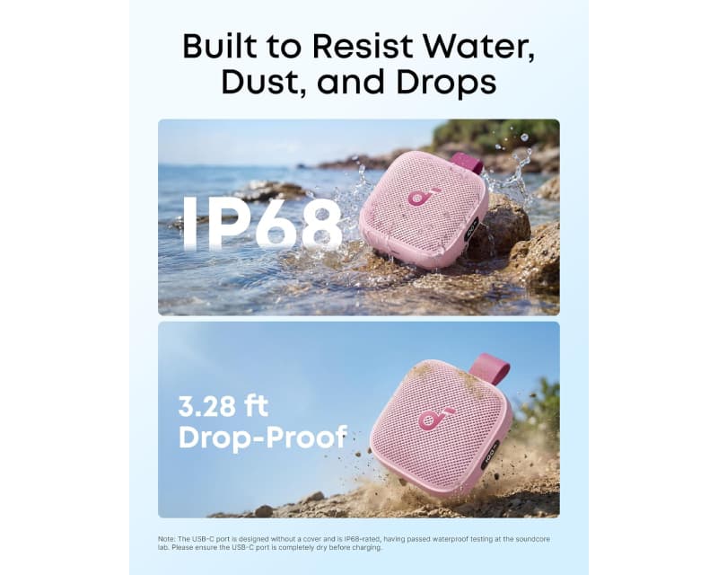 Fotografija proizvoda: Soundcore Boom Go 3i 15W prinosni bluetooth IP68 zvučnik roze boje