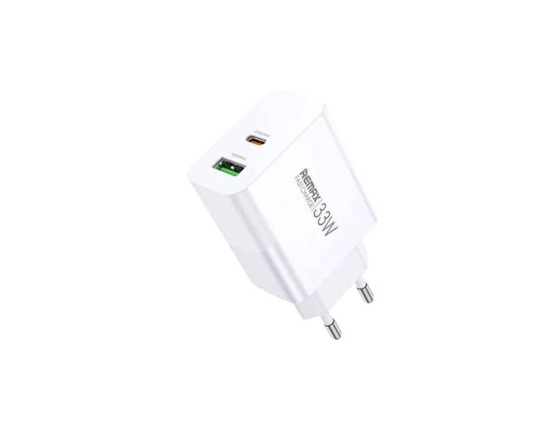 Fotografija proizvoda: Strujni brzi punjač Kiddy 1xUSB 3.0+1xUSB-C 33W RP-U122, beli