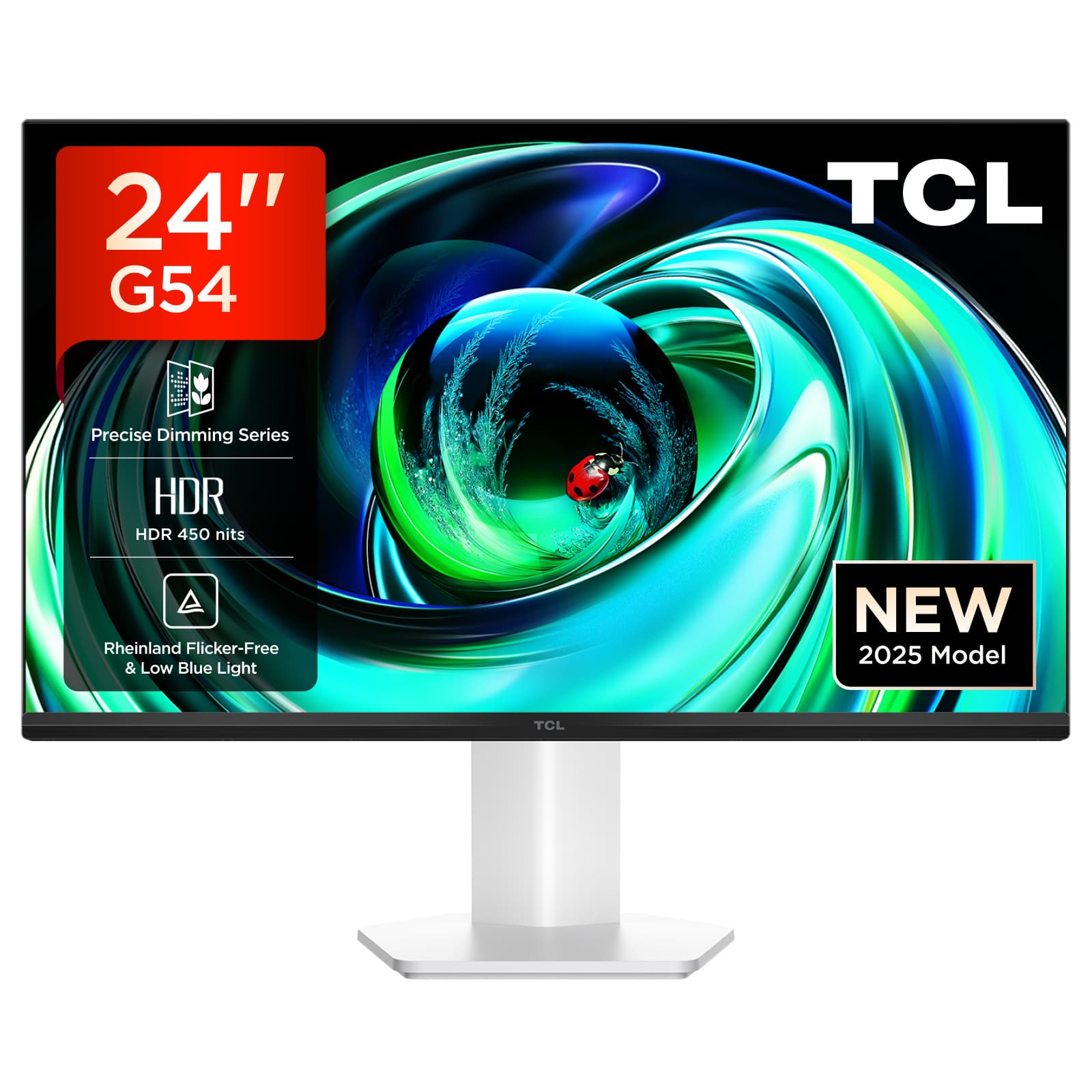 Fotografija proizvoda: Monitor TCL 24G54 23,8"/VA MiniLED/1920x1080/100Hz/5ms GtG/VGA,HDMI/VESA/belo-crna