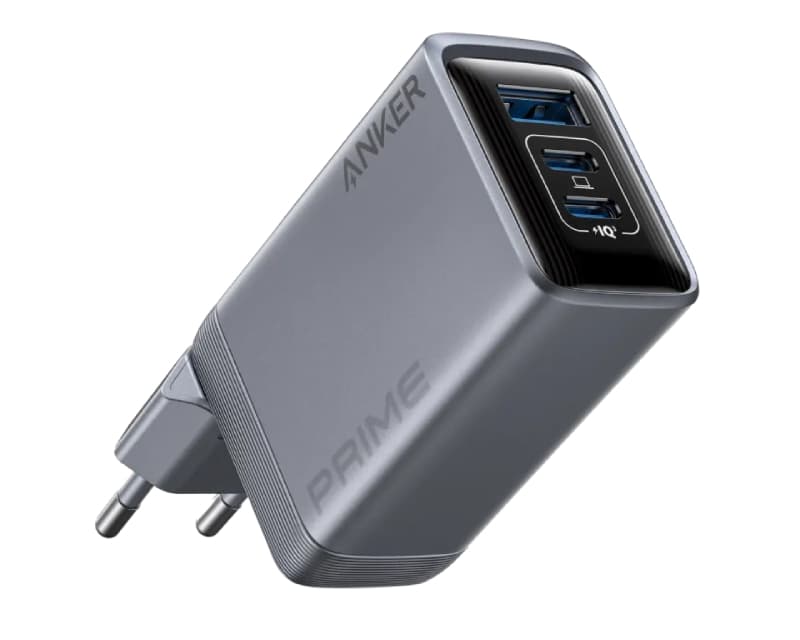 Fotografija proizvoda: Prime 100W GaN wall fast charger, 3-port (2x USB-C and 1x USB-A) silver