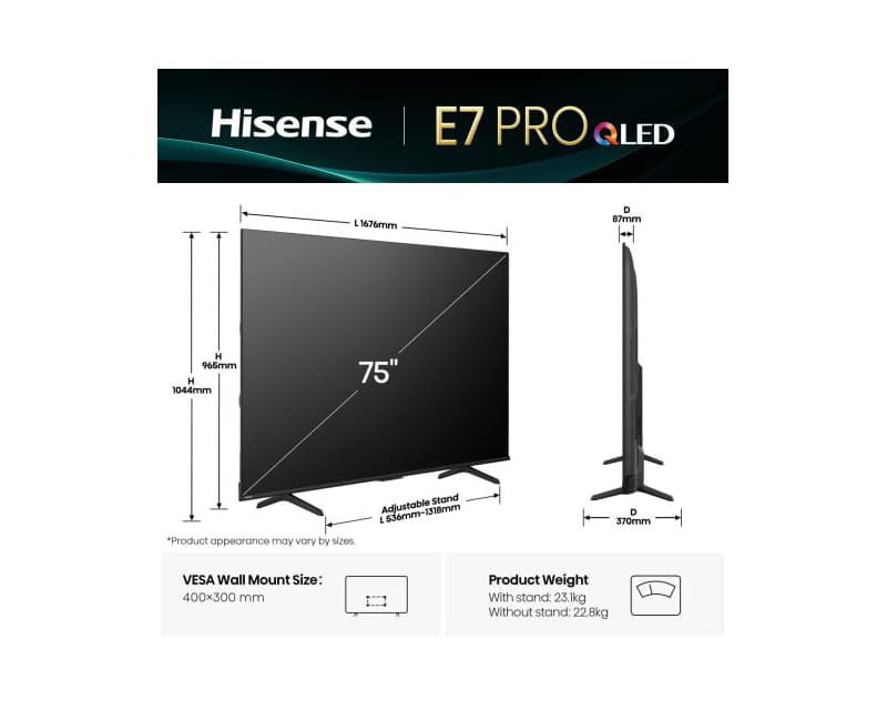 Fotografija proizvoda: 75 inča 75E7Q PRO QLED 4K UHD pametni TV - outlet