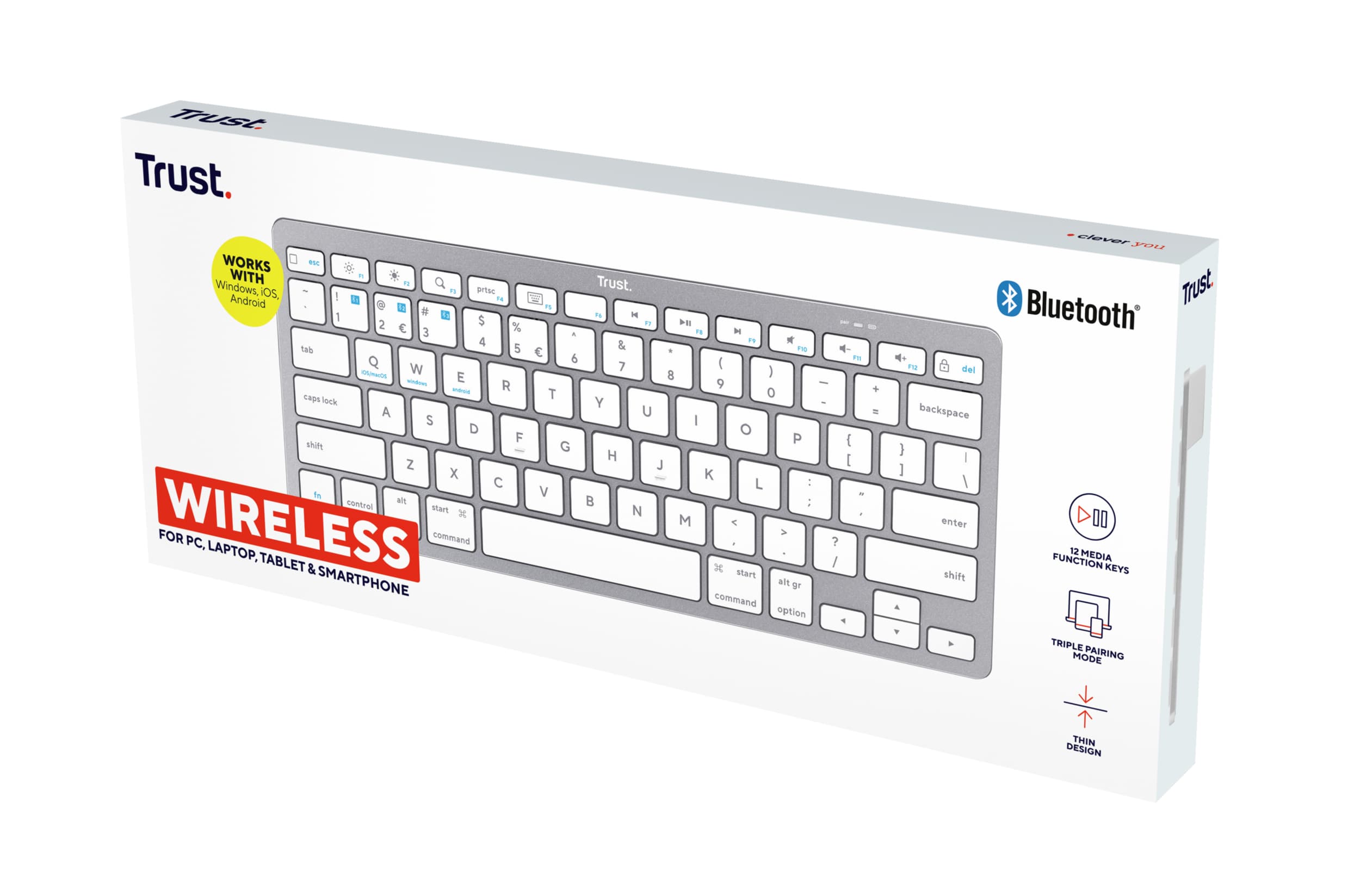 Fotografija proizvoda: Tastatura TRUST Basics Bluetooth/US/sivo bela