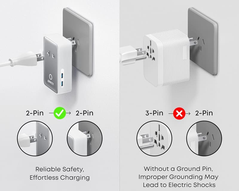 Fotografija proizvoda: Nano 20W putni zidni punjač 5-portova (2x USB-A, 2x USB-C, utičnica EU na US, UK, AU i EU), beli