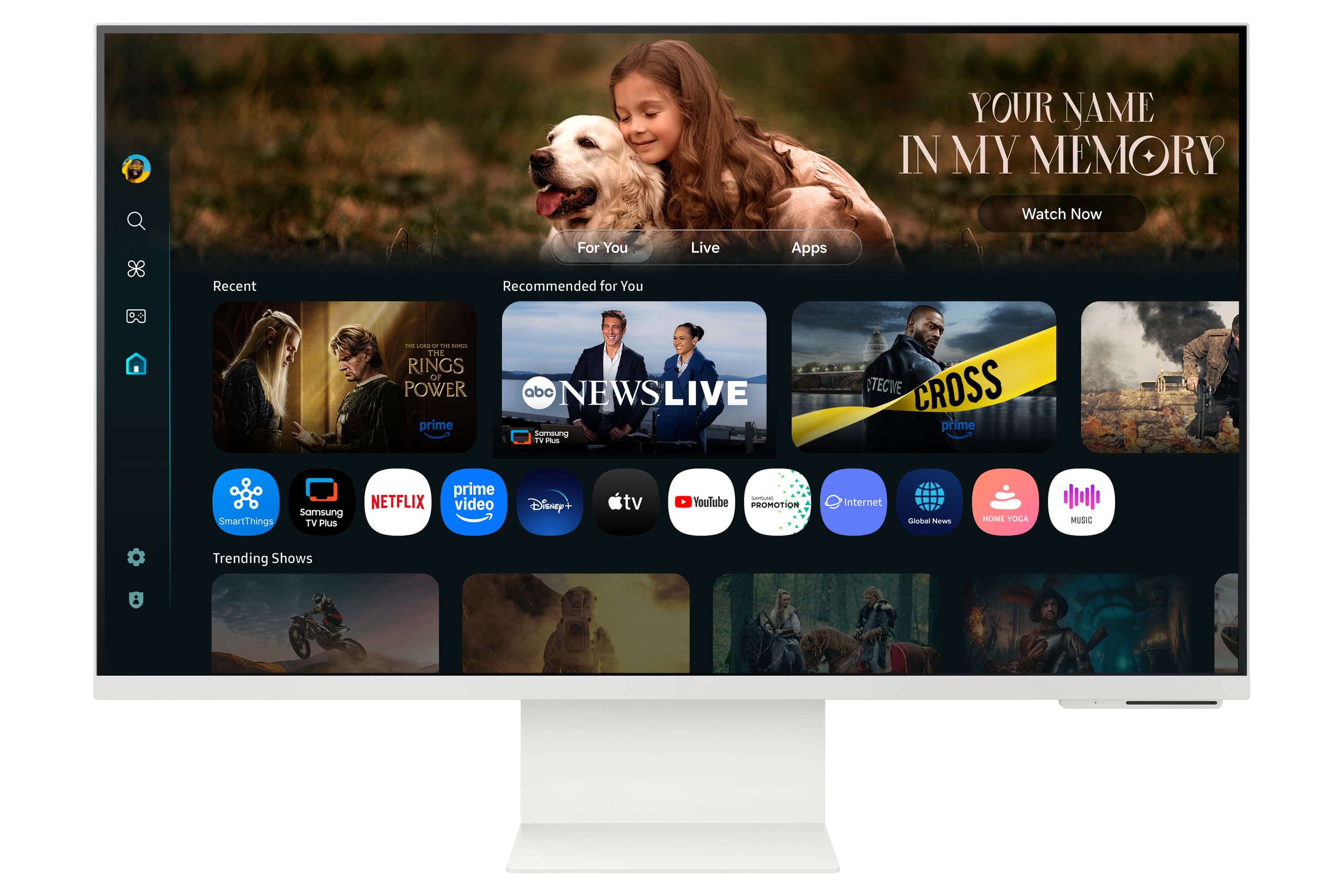Fotografija proizvoda: Monitor SAMSUNG LS32FM801UUXDU 32"/VA/3840x2160/60Hz/4ms GtG/HDMI,USB-C,LAN/VESA/smart/zvucnici/bela